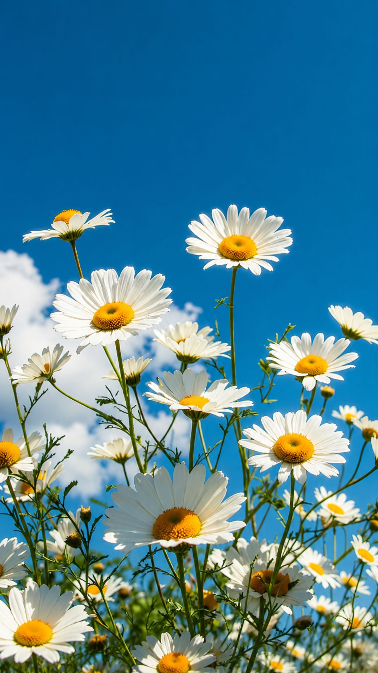 Daisy Flower Aesthetic 4K Wallpaper | Blue Sky Nature Background